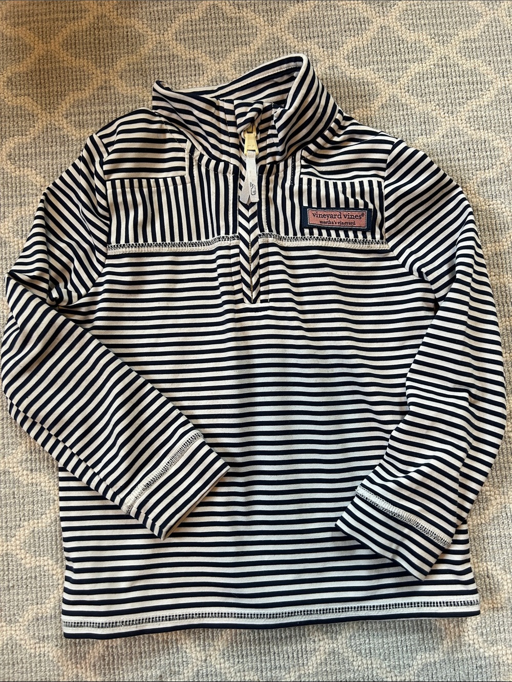 Vineyard Vines Navy & White Striped Half-Zip Pullover